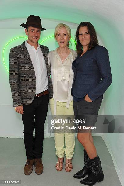 Hamish Jenkinson, Sally Green and Tracey Emin attend a private view of "Illuminating The Future: In Aid Of The Old Vic", a Christie's online auction...