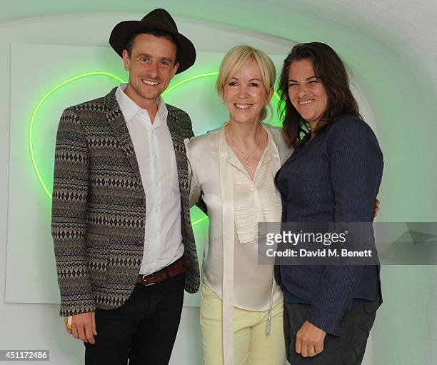 Hamish Jenkinson, Sally Green and Tracey Emin attend a private view of "Illuminating The Future: In Aid Of The Old Vic", a Christie's online auction...