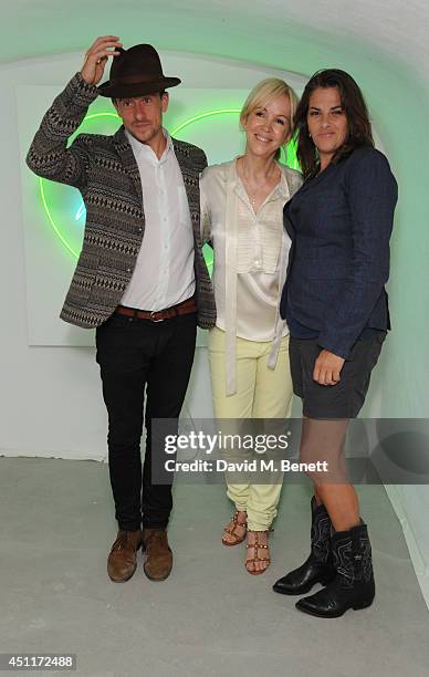 Hamish Jenkinson, Sally Green and Tracey Emin attend a private view of "Illuminating The Future: In Aid Of The Old Vic", a Christie's online auction...