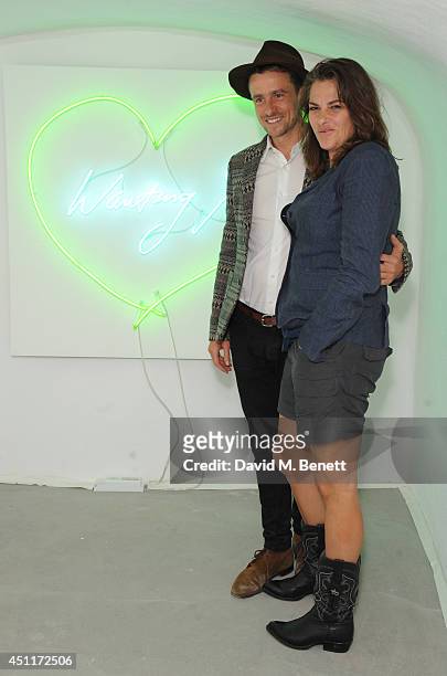Hamish Jenkinson and Tracey Emin attends a private view of "Illuminating The Future: In Aid Of The Old Vic", a Christie's online auction benefiting...