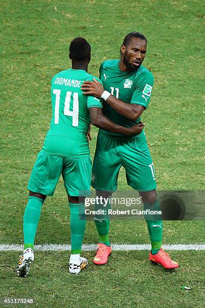 Ismael Diomande of the Ivory Coast enters the game for Didier Drogba during the 2014 FIFA World Cup Brazil Group C match between Greece and the Ivory...