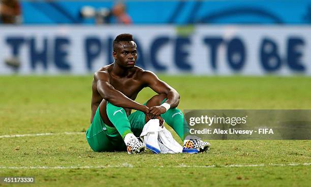 Ismael Diomande of the Ivory Coast reacts after the 1-2 defeat in the 2014 FIFA World Cup Brazil Group C match between Greece and Cote D'Ivoire at...