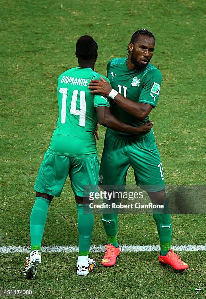 Ismael Diomande of the Ivory Coast enters the game for Didier Drogba during the 2014 FIFA World Cup Brazil Group C match between Greece and the Ivory...