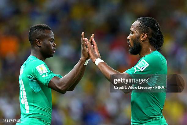 Ismael Diomande of the Ivory Coast enters the game for Didier Drogba during the 2014 FIFA World Cup Brazil Group C match between Greece and Cote...