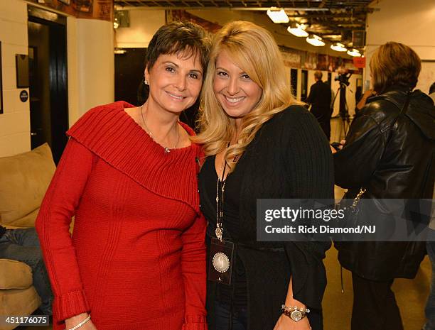 Nancy Jones and Lisa Matassa pose during rehearsals of Playin' Possum! The Final No Show Tribute To George Jones at Bridgestone Arena on November 21,...