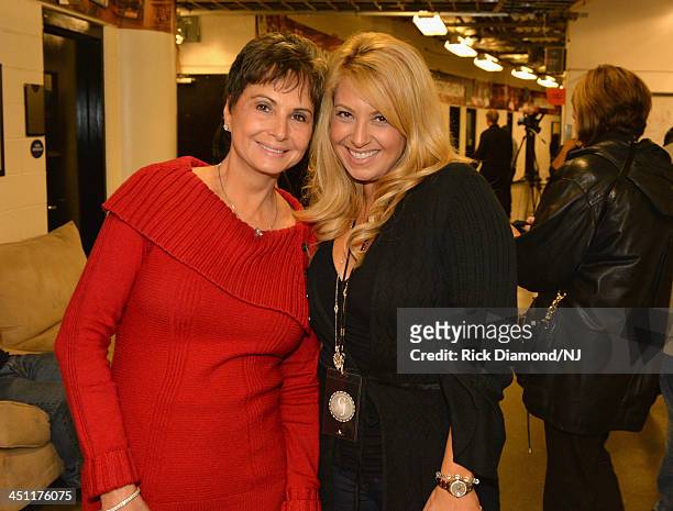 Nancy Jones and Lisa Matassa pose during rehearsals of Playin' Possum! The Final No Show Tribute To George Jones at Bridgestone Arena on November 21,...