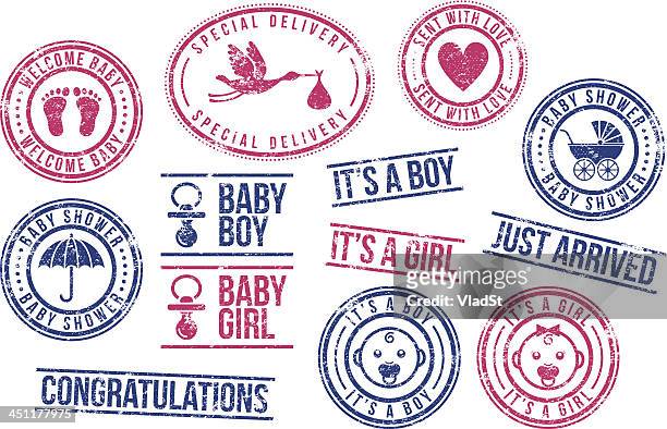 stockillustraties, clipart, cartoons en iconen met baby - rubber stamps - jongensbaby's