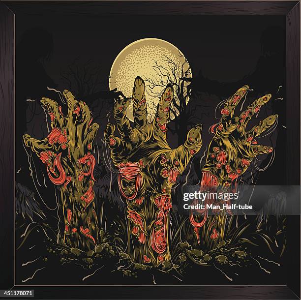 zombie hands - shock stock illustrations