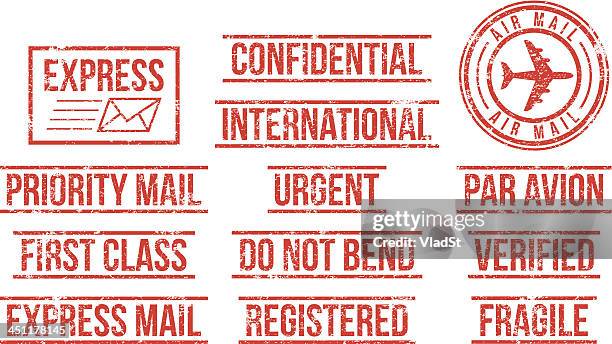 mail - rubber stamps - express delivery stock illustrations