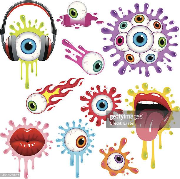 ilustraciones, imágenes clip art, dibujos animados e iconos de stock de los ojos y labios - eyeball