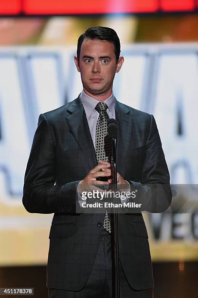 Actor Colin Hanks presents an award onstage during the 2014 NHL Awards at the Encore Theater at Wynn Las Vegas on June 24, 2014 in Las Vegas, Nevada.