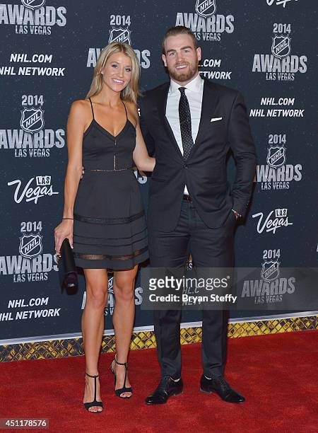 Ryan O'Reilly of the Colorado Avalanche and Dayna Douros arrive on the red carpet prior to the 2014 NHL Awards at Encore Las Vegas on June 24, 2014...
