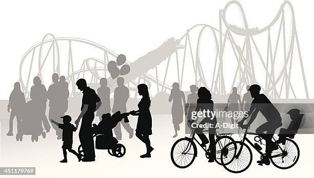 crowds'n fun - couple rollercoaster stock illustrations