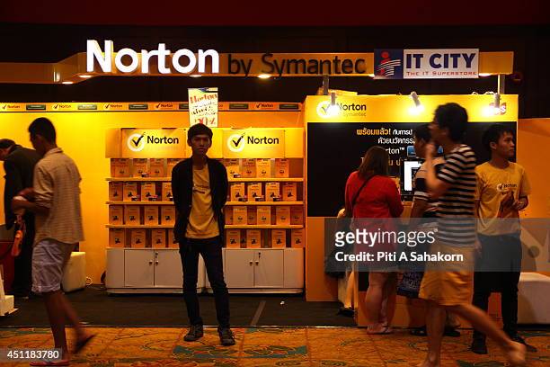 Norton anti-virus on display at the Commart Next-Gen 2014 in Bangkok. One of the most comprehensive events for new technology and innovative IT...