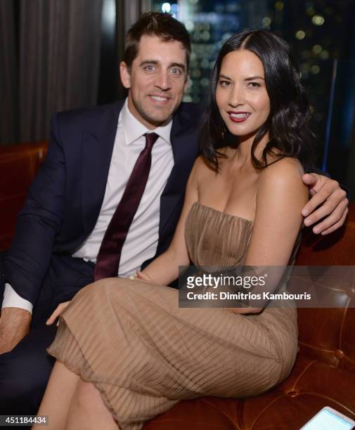 Aaron Rodgers and Olivia Munn attend the "Deliver Us From Evil" screening after party hosted by Screen Gems & Jerry Bruckheimer Films with The Cinema...