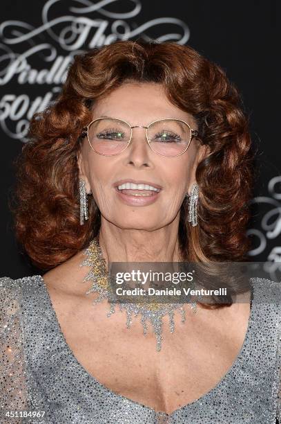 Sophia Loren attends the Pirelli Calendar 50th Anniversary Red Carpet on November 21, 2013 in Milan, Italy.