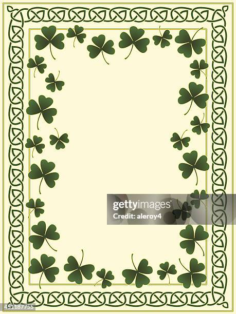 stockillustraties, clipart, cartoons en iconen met saint patrick's day celtic border with shamrocks - celtic style