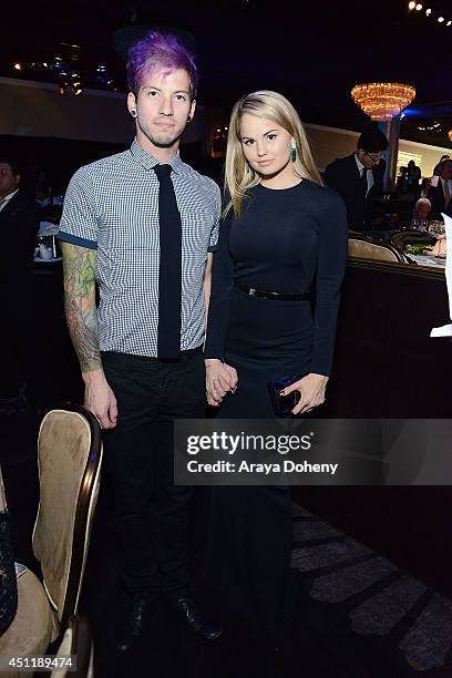 Josh Dun and Debby Ryan attend the 5th Annual Thirst Gala hosted by Jennifer Garner in partnership with Skyo and Relativity's 'Earth To Echo' at The...