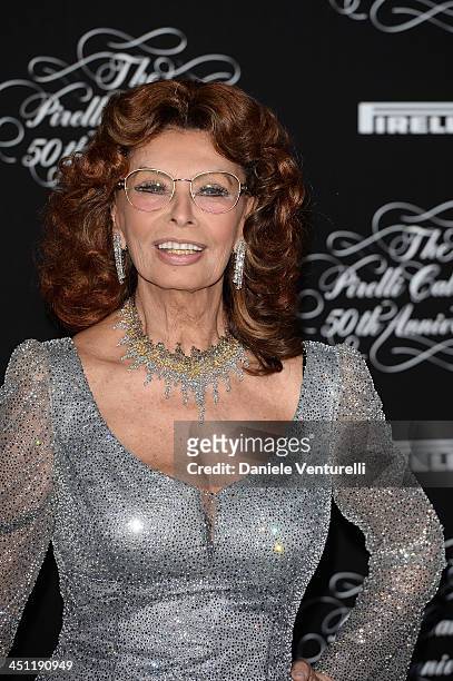 Sophia Loren attends the Pirelli Calendar 50th Anniversary Red Carpet on November 21, 2013 in Milan, Italy.