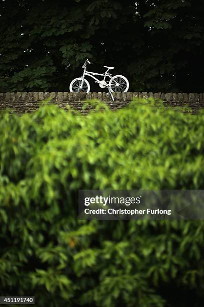 Painted bicycle sits on a dry stone walll as Yorkshire prepares to host the Tour de France Grand Depart, on June 24, 2014 in Addingham, United...