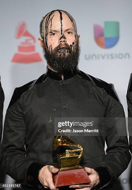 Rafael Perez of La Vida Bohème poses in the press room at the 14th Annual Latin GRAMMY Awards held at the Mandalay Bay Events Center on November 21,...