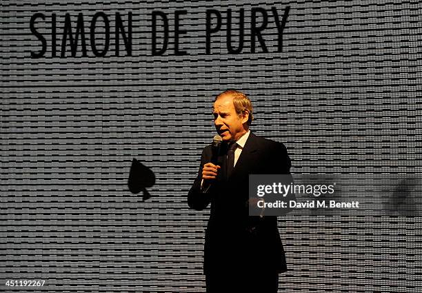 Simon de Pury speaks at the Adventure in Wonderland Ball held by The Reuben Foundation in aid of Great Ormond Street Hospital Children's Charity at...