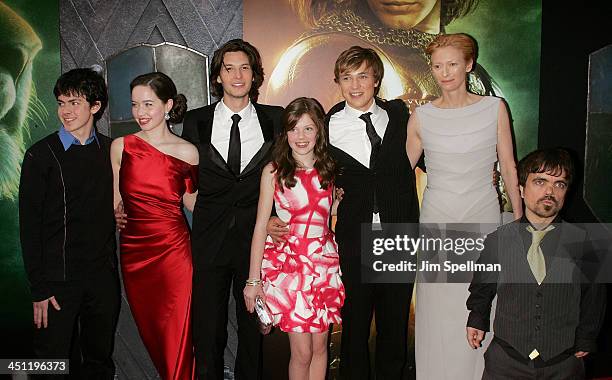 Director Andrew Adamson, Actors Skandar Keynes, Anna Popplewell, Ben Barnes, Georgie Henley, William Moseley, Tilda Swinton and Peter Dinklage arrive...