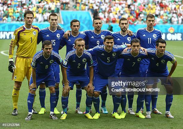 Bosnia-Herzegovina's goalkeeper Asmir Begovic, defender Toni Sunjic, midfielder Anel Hadzic, forward Vedad Ibisevic, midfielder Tino Sven Susic,...