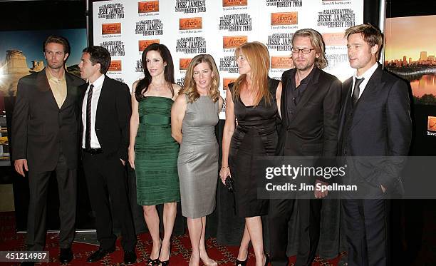 Actors Garret Dillahunt, Casey Affleck, Mary-Louise Parker, Producers Dede Gardner, Jules Daly, Director Andrew Dominik and Actor Brad Pitt arrive at...