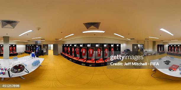 General view of Switzerland dressing room before the 2014 FIFA World Cup Brazil Group E match between Honduras v Switzerland at Arena Amazonia on...