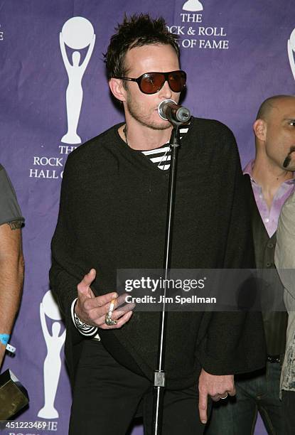 Scott Weiland of Velvet Revolver, presenter during 22nd Annual Rock and Roll Hall of Fame Induction Ceremony - Press Room at Waldorf Astoria in New...