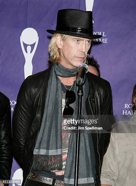 Duff McKagan of Velvet Revolver, presenter during 22nd Annual Rock and Roll Hall of Fame Induction Ceremony - Press Room at Waldorf Astoria in New...