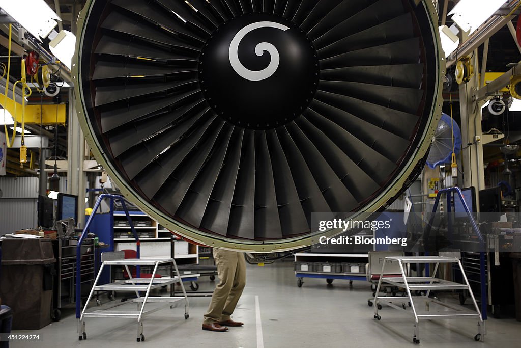A General Electric CF6-80C2 jet engine is assembled at the GE ...