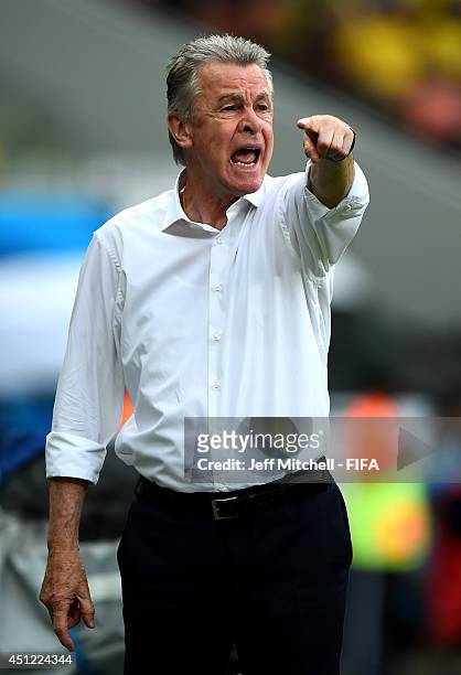 Head coach Ottmar Hitzfeld of Switzerland gestures during the 2014 FIFA World Cup Brazil Group E match between Honduras and Switzerland at Arena...