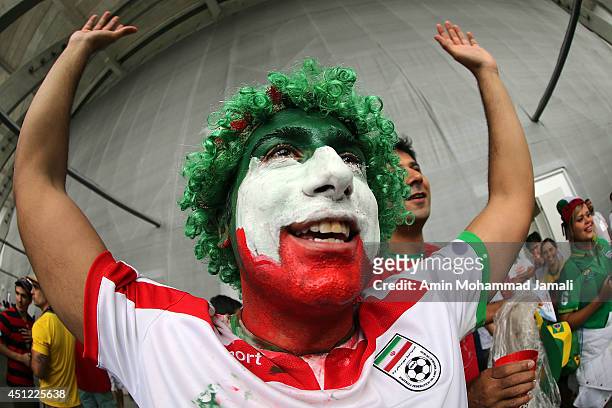 Fans of Iran look on during the 2014 FIFA World Cup Brazil Group F match between Bosnia and Herzegovina and Iran at Arena Fonte Nova on June 25, 2014...