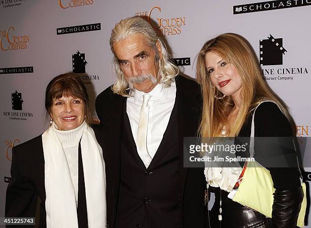 Katherine Ross, actor Sam Elliot and Cleo Rose Elliott arrive at The Golden Compass premiere at the Ziegfeld Theater on December 2, 2007 in New York...