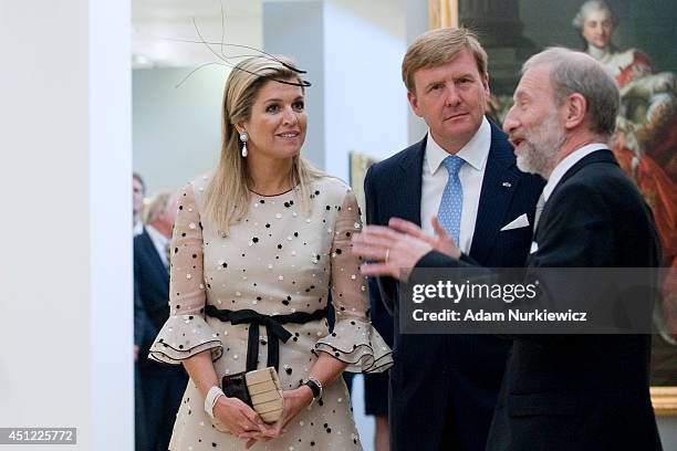 Queen Maxima of The Netherlands and King Willem-Alexander of the Netherlands and Wojciech Suchocki director of National Museum visit National Museum...