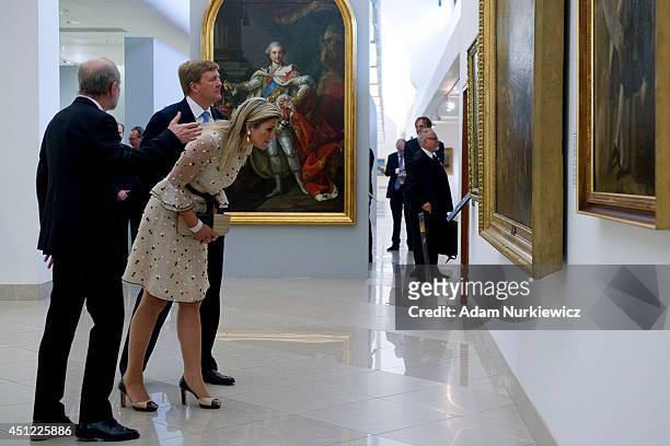 Queen Maxima of The Netherlands and King Willem-Alexander of the Netherlands visit National Museum as part of their trip to Poland on June 25, 2014...