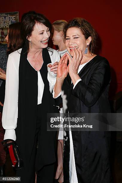 Iris Berben and Hannelore Elsner attend the producer party 2014 of the Alliance German Producer - Cinema And Television on June 25, 2014 in Berlin,...