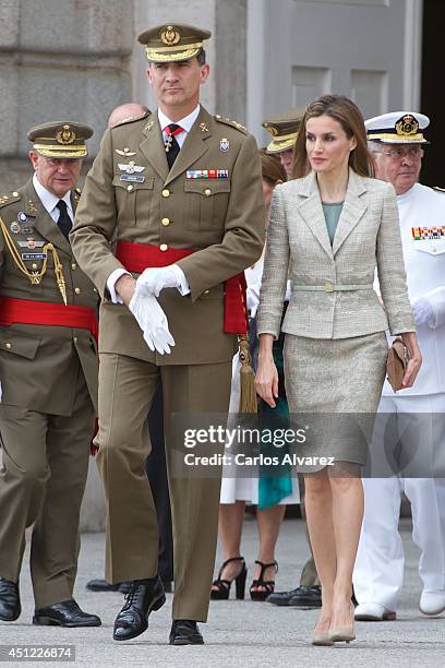 King Felipe VI of Spain and Queen Letizia of Spain receive Armed Forces and Guardia Civil at the Royal Palace on June 25, 2014 in Madrid, Spain.