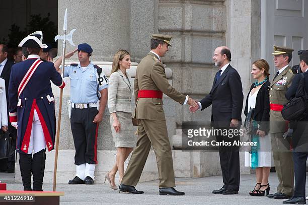 King Felipe VI of Spain and Queen Letizia of Spain receive Armed Forces and Guardia Civil at the Royal Palace on June 25, 2014 in Madrid, Spain.