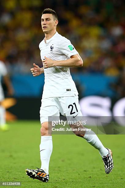Laurent Koscielny of France looks on during the 2014 FIFA World Cup Brazil Group E match between Ecuador and France at Maracana on June 25, 2014 in...
