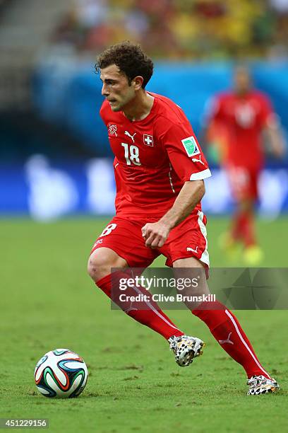 Admir Mehmedi of Switzerland controls the ball during the 2014 FIFA World Cup Brazil Group E match between Honduras and Switzerland at Arena Amazonia...