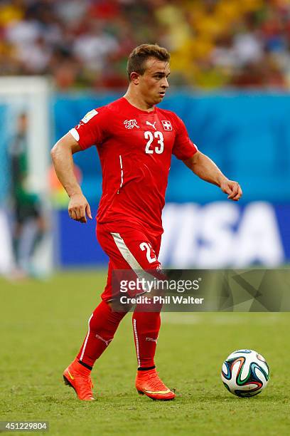 Xherdan Shaqiri of Switzerland controls the ball during the 2014 FIFA World Cup Brazil Group E match between Honduras and Switzerland at Arena...