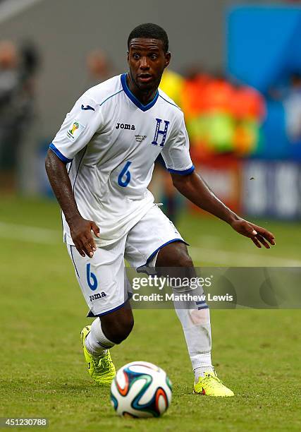 Juan Carlos Garcia of Honduras controls the ball during the 2014 FIFA World Cup Brazil Group E match between Honduras and Switzerland at Arena...