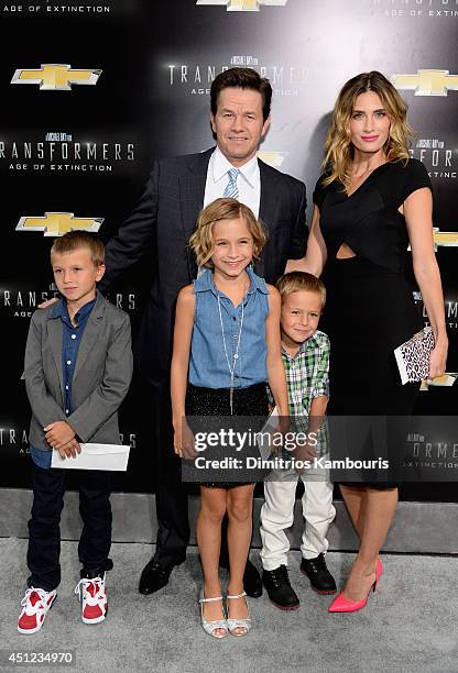 Brendan Wahlberg, Mark Wahlberg, Ella Rae Wahlberg, Rhea Durham, and Michael Wahlberg attend the New York Premiere of "Transformers: Age Of...