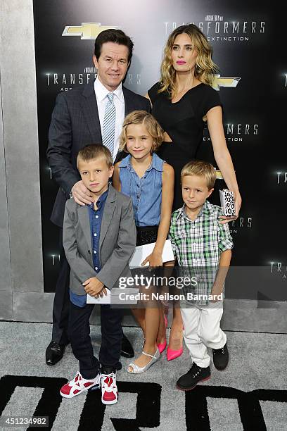 Brendan Wahlberg, Mark Wahlberg, Ella Rae Wahlberg, Rhea Durham, and Michael Wahlberg attend the New York Premiere of "Transformers: Age Of...