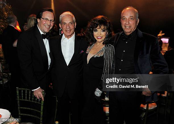 Percy Gibson, Simon Reuben, Joan Collins and David Reuben attend the Adventure in Wonderland Ball held by The Reuben Foundation in aid of Great...