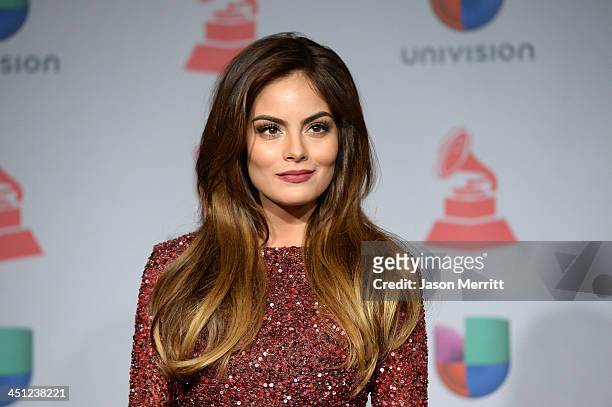 Model Ximena Navarrete poses in the press room at the 14th Annual Latin GRAMMY Awards held at the Mandalay Bay Events Center on November 21, 2013 in...