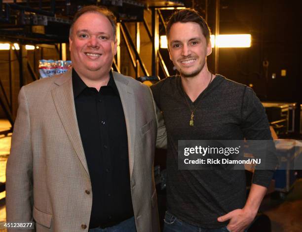 Webster & Associates' Kirt Webster and Greg Bates backstage during rehearsals of Playin' Possum! The Final No Show Tribute To George Jones at...